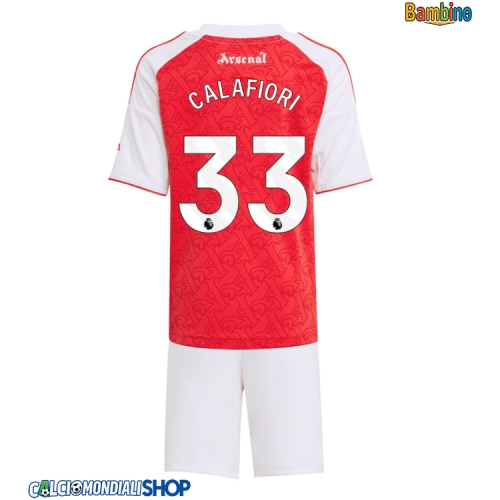 Maglie da calcio Arsenal Riccardo Calafiori #33 Prima Maglia Bambino 2025-26 Manica Corta + Pantaloni corti)